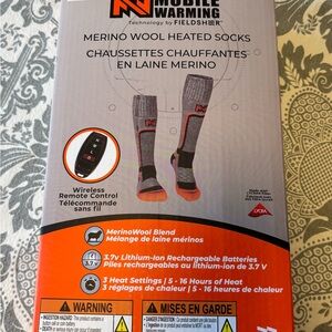 Merino Wool heated socks, with remote control. Brand new in unopened box.